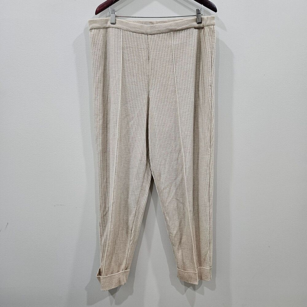Vintage Geiger Womens Wool Knit Pull On Pants Size M Ivory Quiet Luxury Parisian